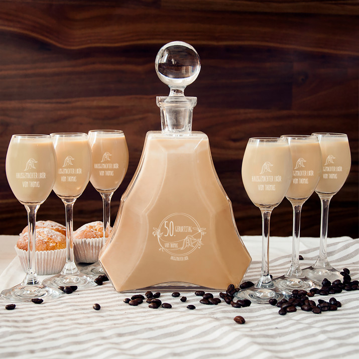 Geburtstag - Likörkaraffe und Gläser - Set mit Gravur Geburtstag - Likörkaraffe und Gläser - Set mit Gravur